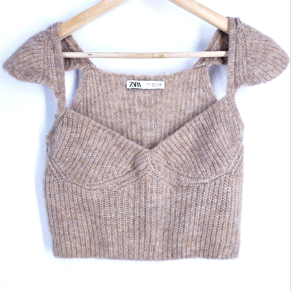 Zara Alpaca Wool Blend Knitted Crop Sweater Top